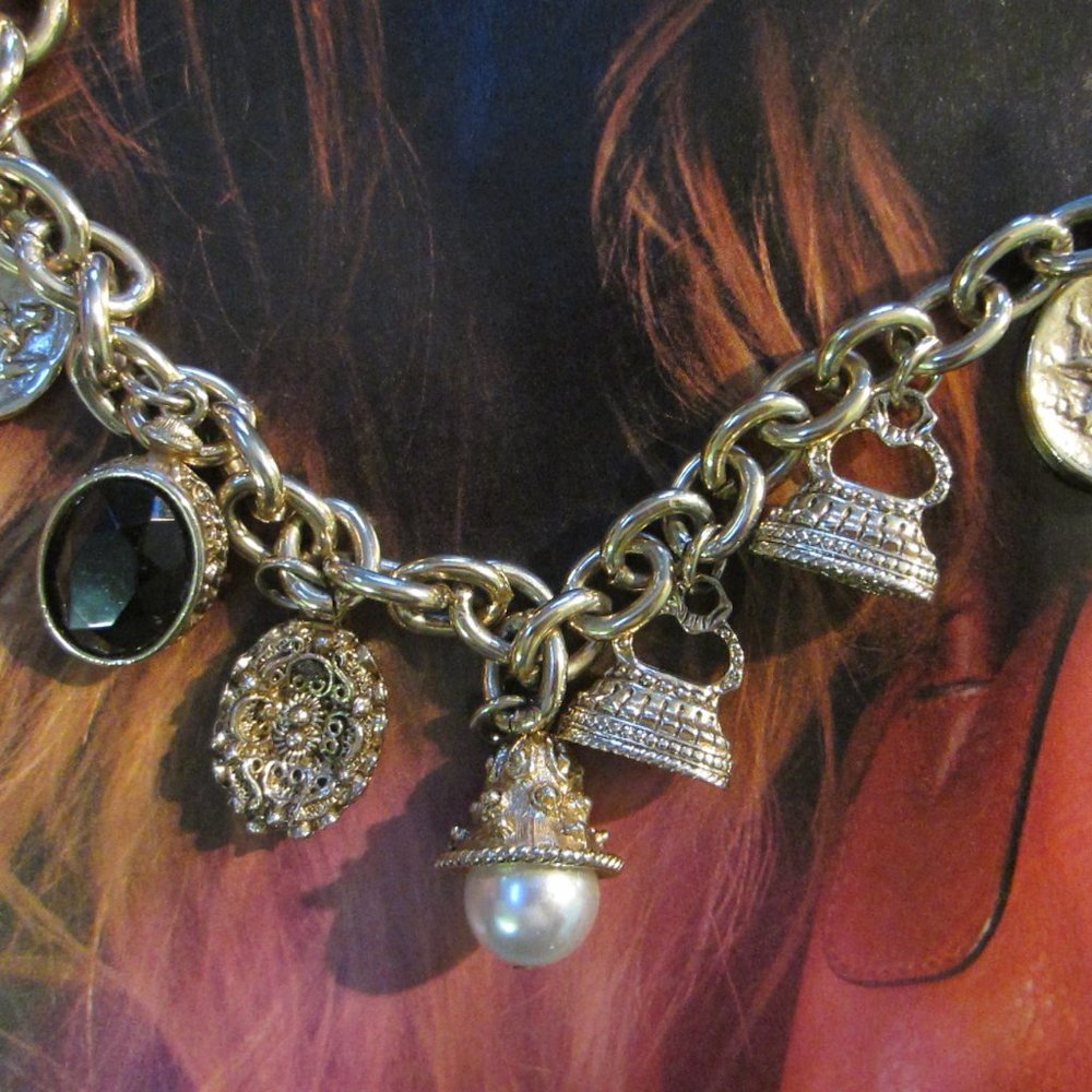 Charm Necklace Various Characters Semi Pecious Gems Cameo Pearl Bead Cabochons